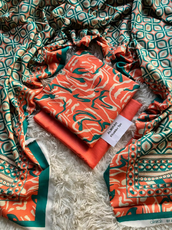 Unstitched Khaddar Three Piece