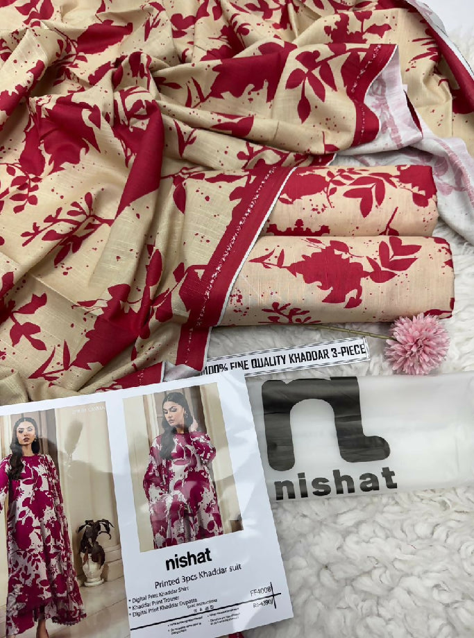 Nishat printed khaddar 3piece suit