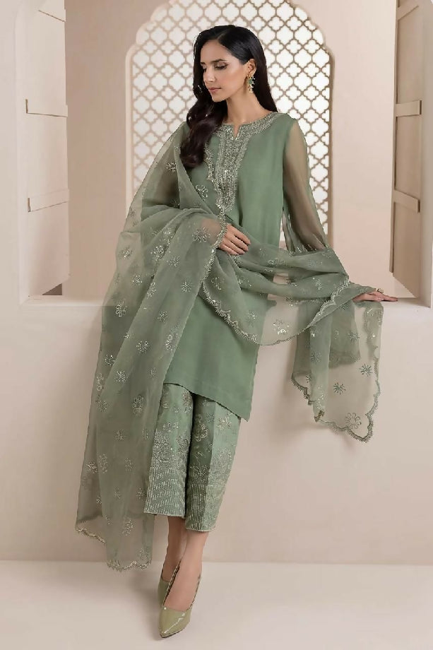 Organza suit with silk trouser