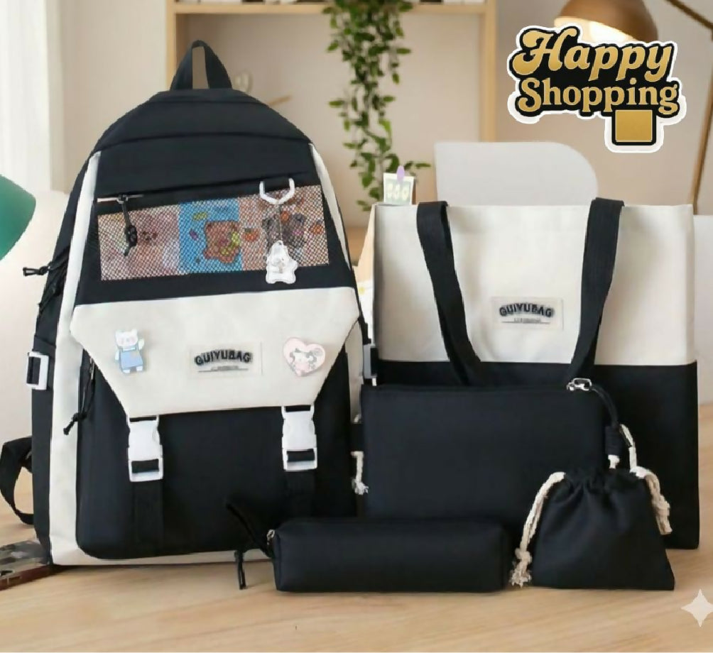 High Quality 4Pcs & 5Pcs School Bag & Backpack For Girls