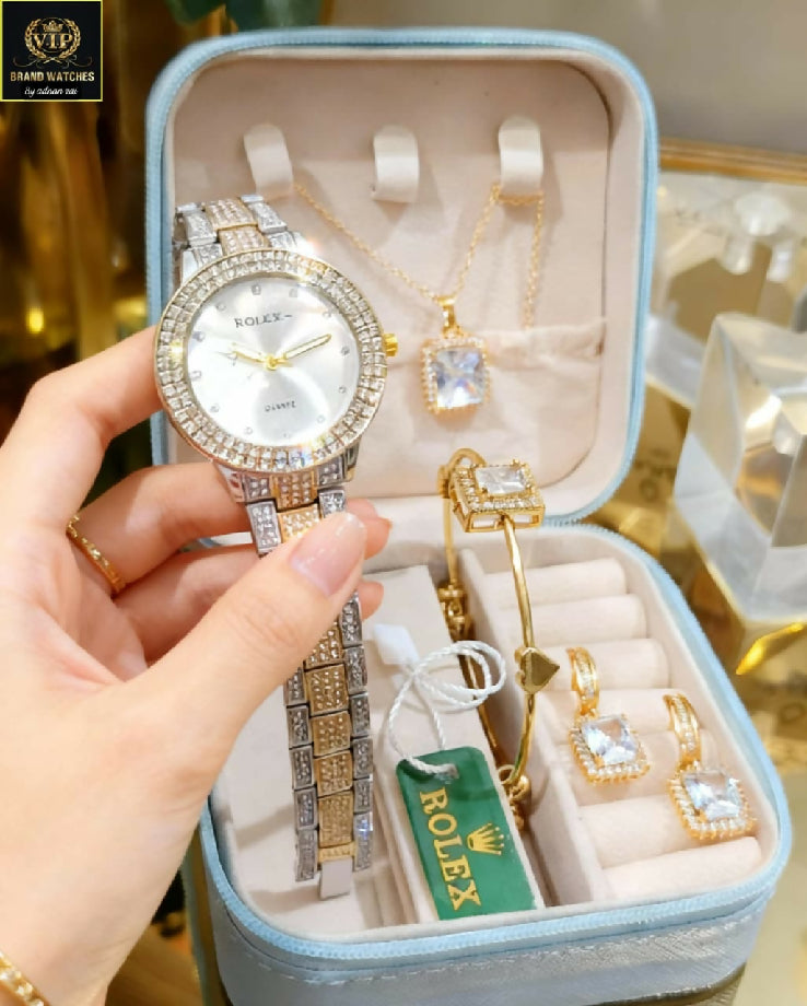 Luxury ROLEX GIRLS DAIMONDS STONE JEWELRY WATCH