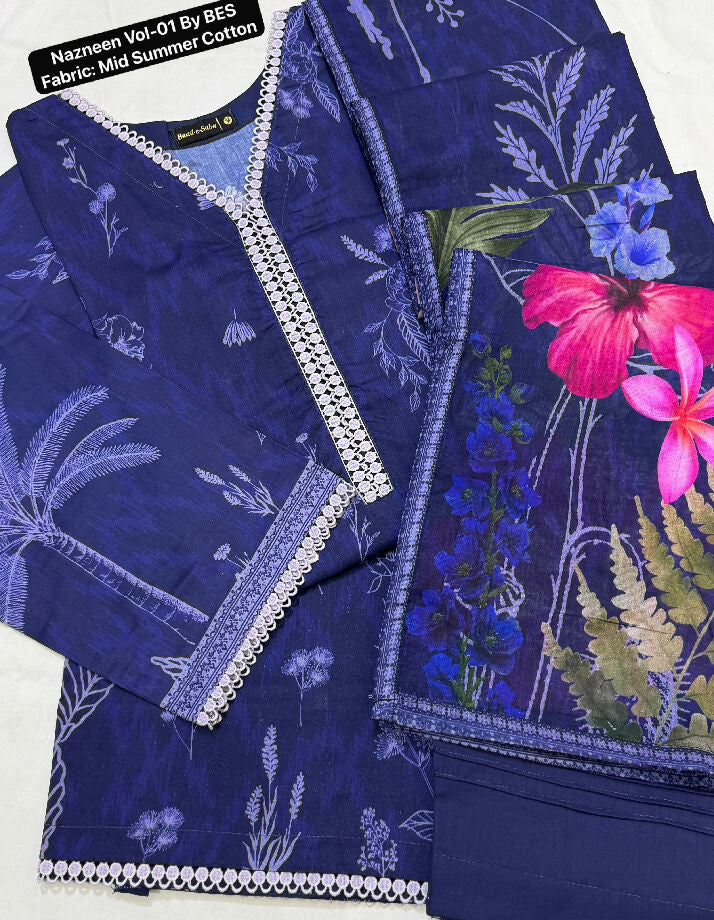 *Baad e Saba 3Pc Stitched Cotton collection_*