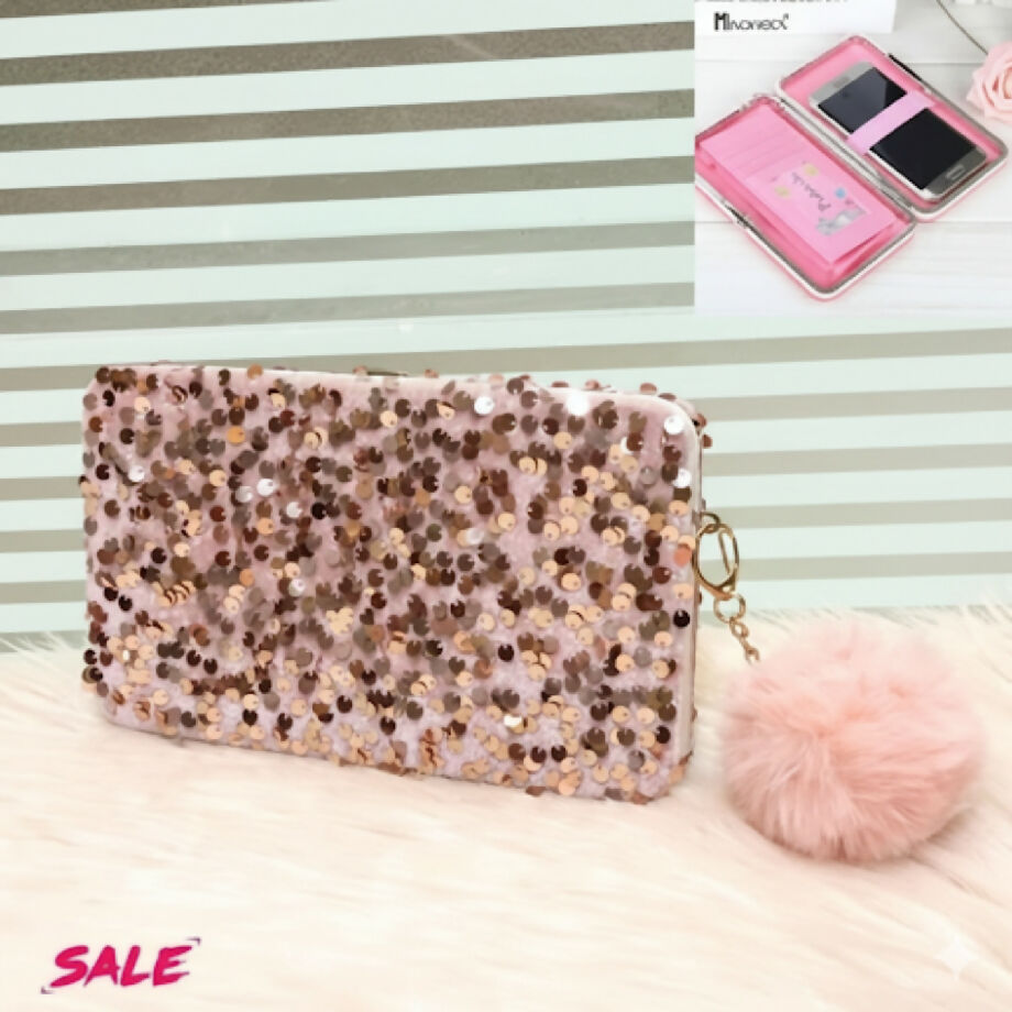 Velvet Mobile Clutch with Card and Money Pockets,