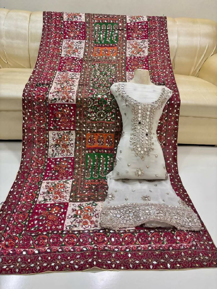 Gotta mirror work suit with kamdani duppta