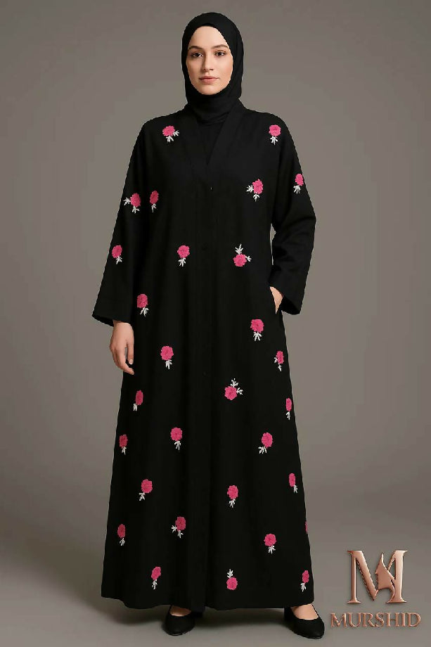Nida Flower Karai Abaya (Front Open)