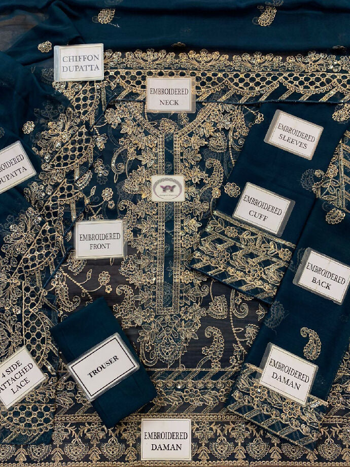 ASIM JOFA chiffon suit with malai trousers