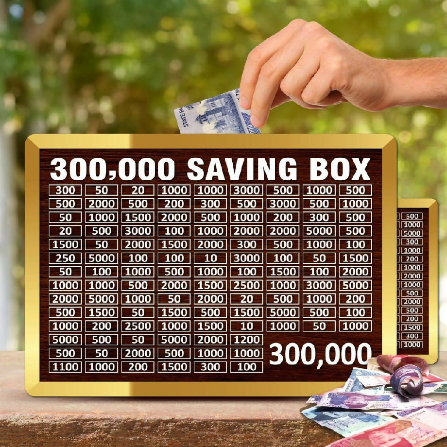 wooden money saving box