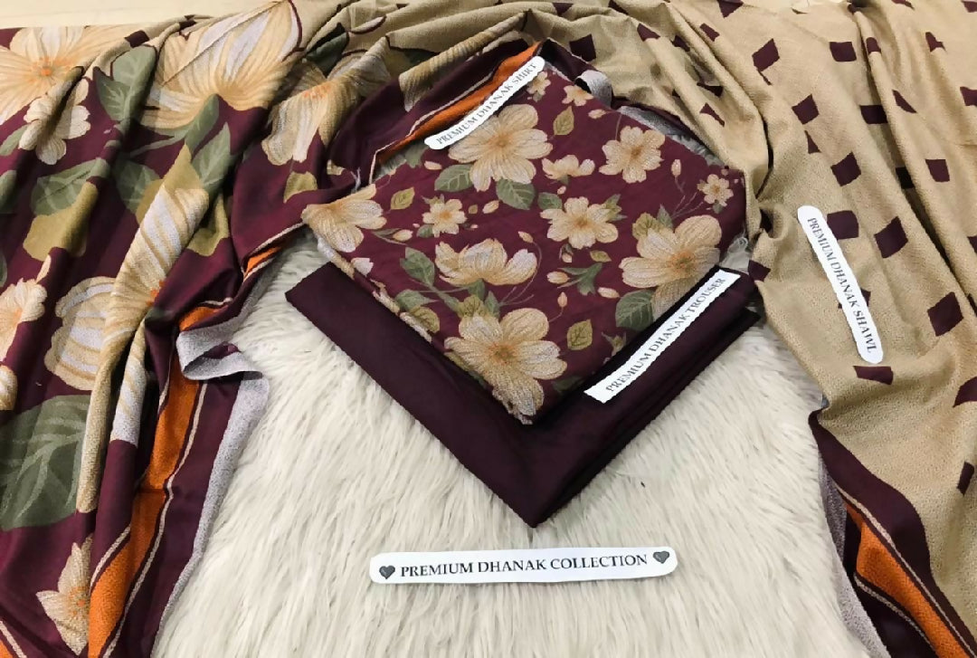 Marina dhanak printed suit 3piece