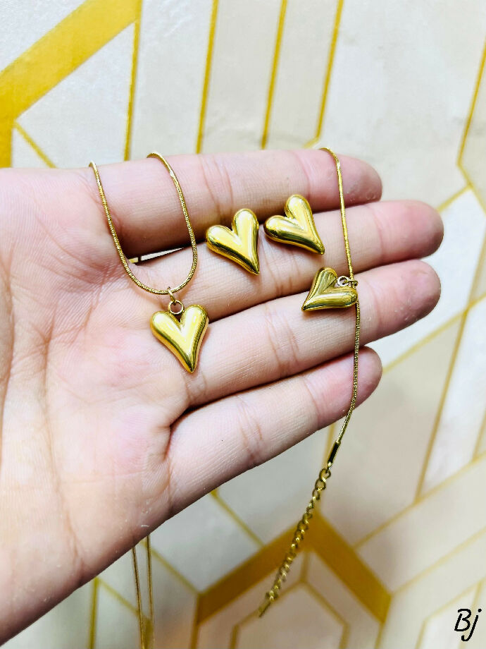 Jewellery sets heart aesthetic necklace, earrings and bracelet set