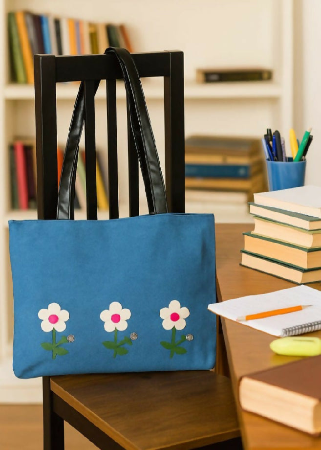 Denim Tote Bags with Beautiful Flowers
