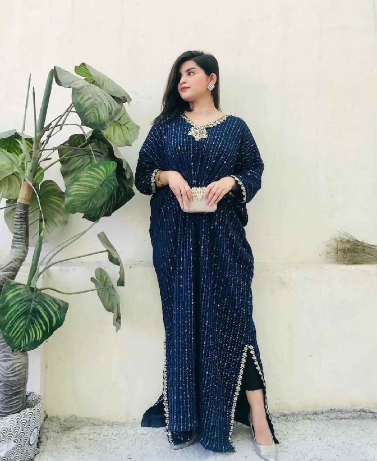 Embroidered Chiffon Kaftan (10+ Colors Available)