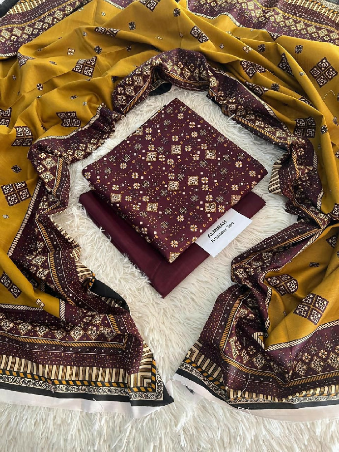 Unstitched Khaddar Three Piece