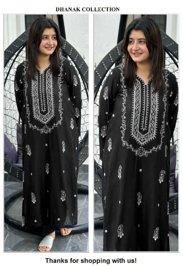 ☑️ *Dhanak Embroidered 2pc*✨ ☑️ *Dhanak Fabric* ☀️ ☑️ *Front & Sleeves Embroidered*