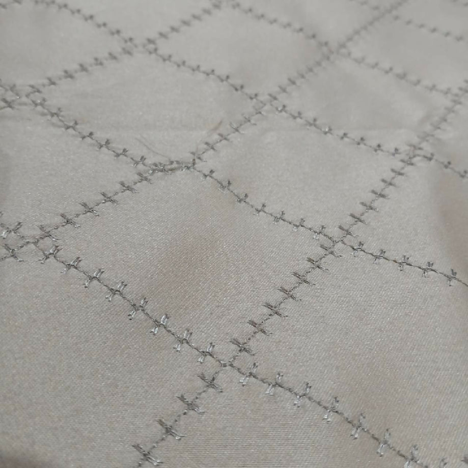 Elegant Beige Diamond Stitch Silk Satin Fabric for Frock or Casual Wear (Imported)