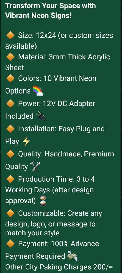 Vibrant Neon Signs! big size 12x24