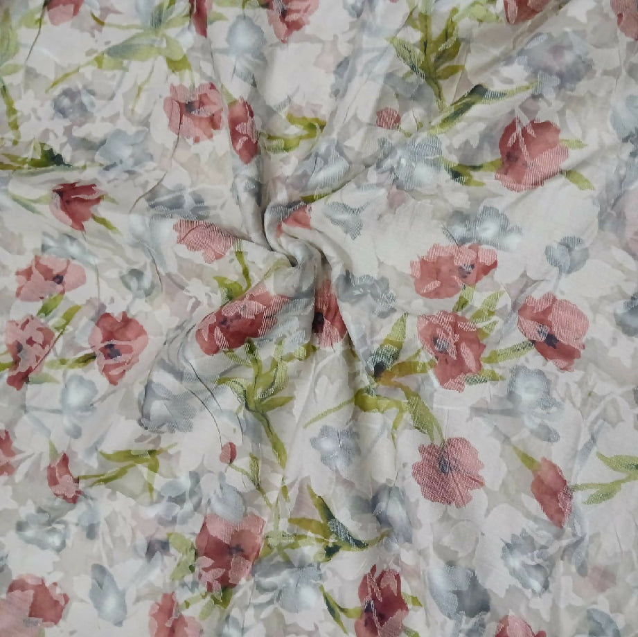 Elegant Floral Print Poly-Blend Net/Georgette Style Fabric (Imported Casual Wear Material)