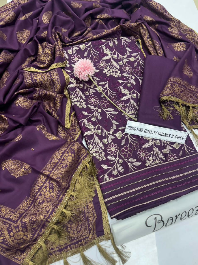 Embroidered Dhanak Three Piece Winters