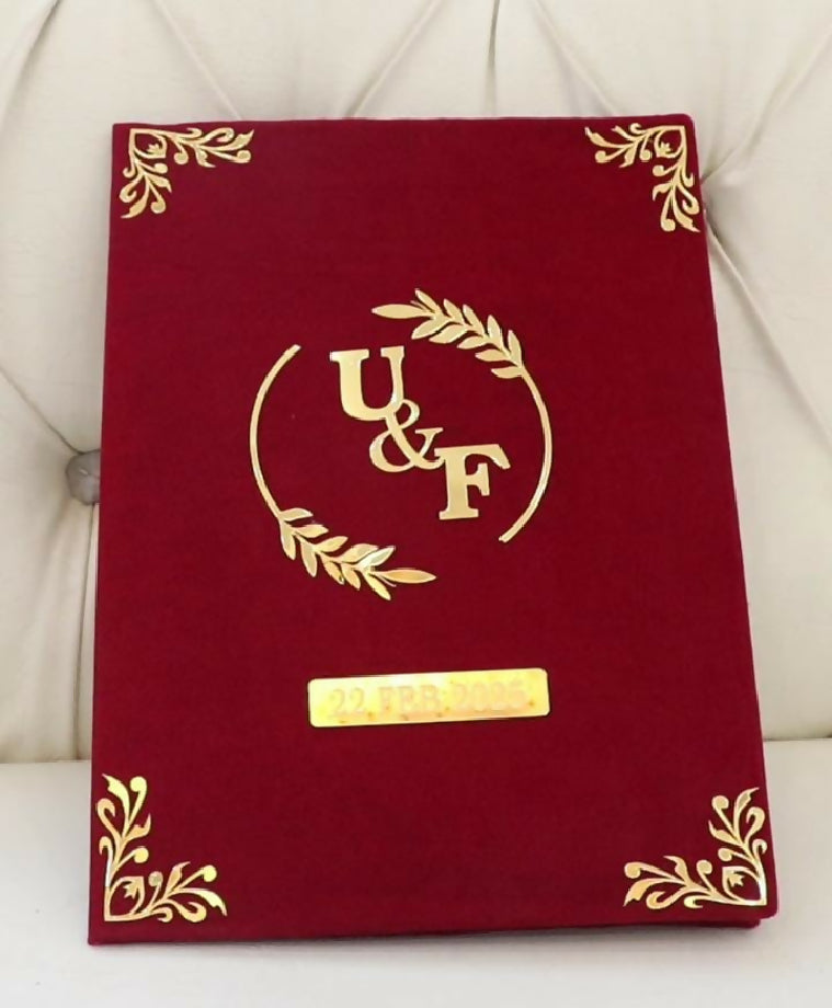 Nikah ,engagment and wedding booklet with velvet box and nikah pen