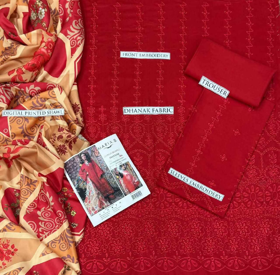 Maria B Chickan Kari – Airjet Dhanak 3Pc Embroidered Collection
