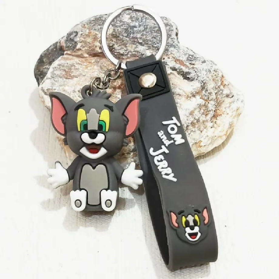 Cute 3D Tom and Jerry Silicone Keychain – Fashionable Design for Car Keys & Bags