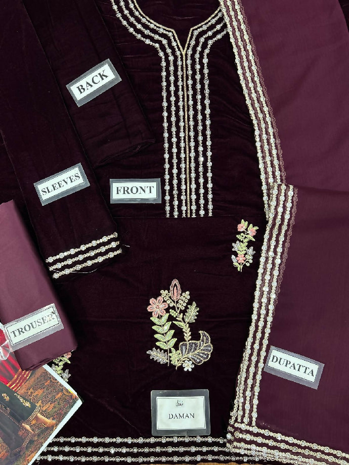 Velvet with chaffion dupatta