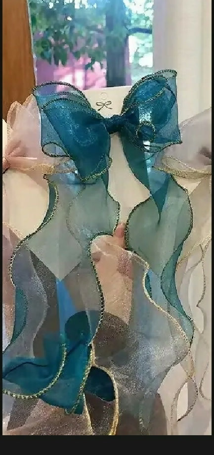 Organza pigtails Bow pin