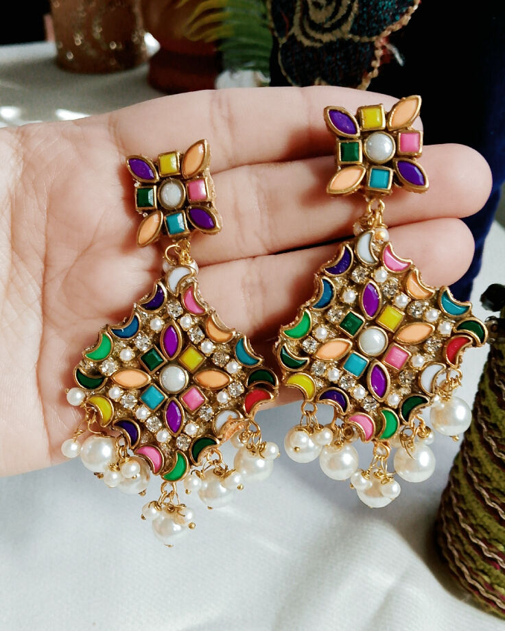 Colored Kundans earrings