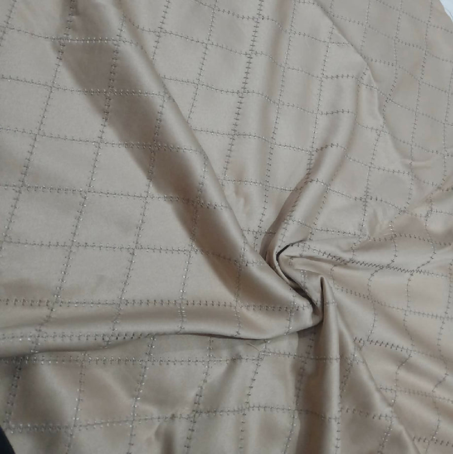 Elegant Beige Diamond Stitch Silk Satin Fabric for Frock or Casual Wear (Imported)