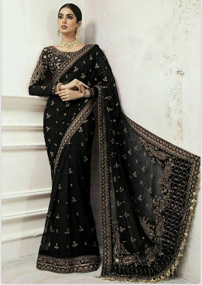 Full heavy embroidery saree