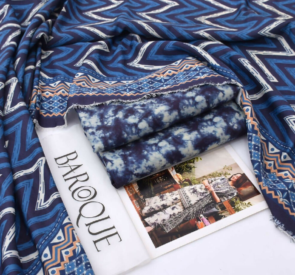 Baroque karandi 3 piece printed suit