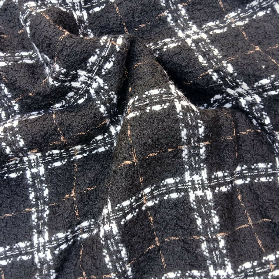 Premium Wool Black Plaid Fabric (Imported Shirt or Top Material)