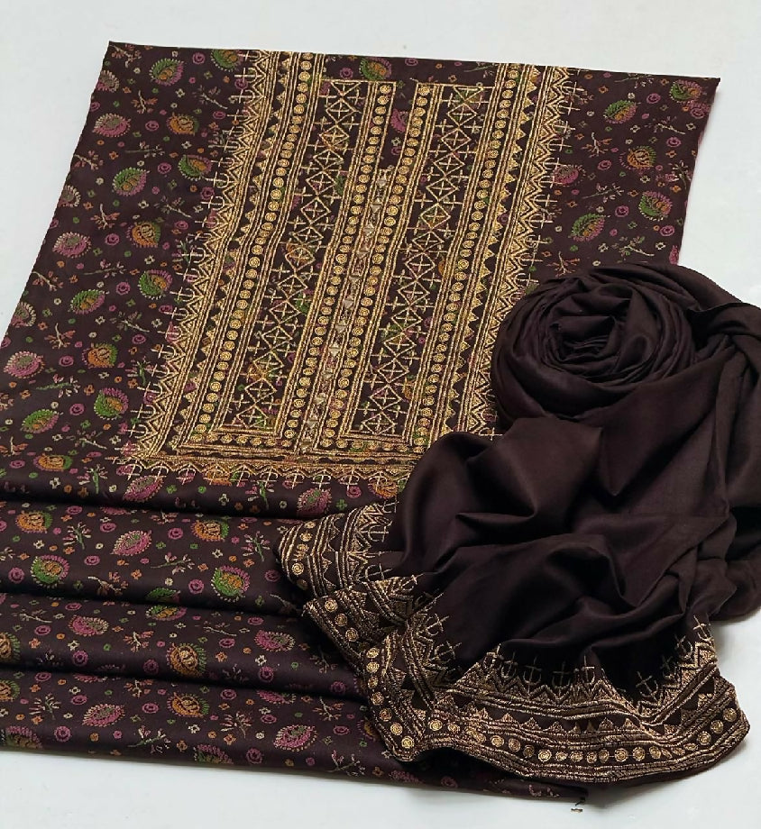 2 piece embroidered dhanak