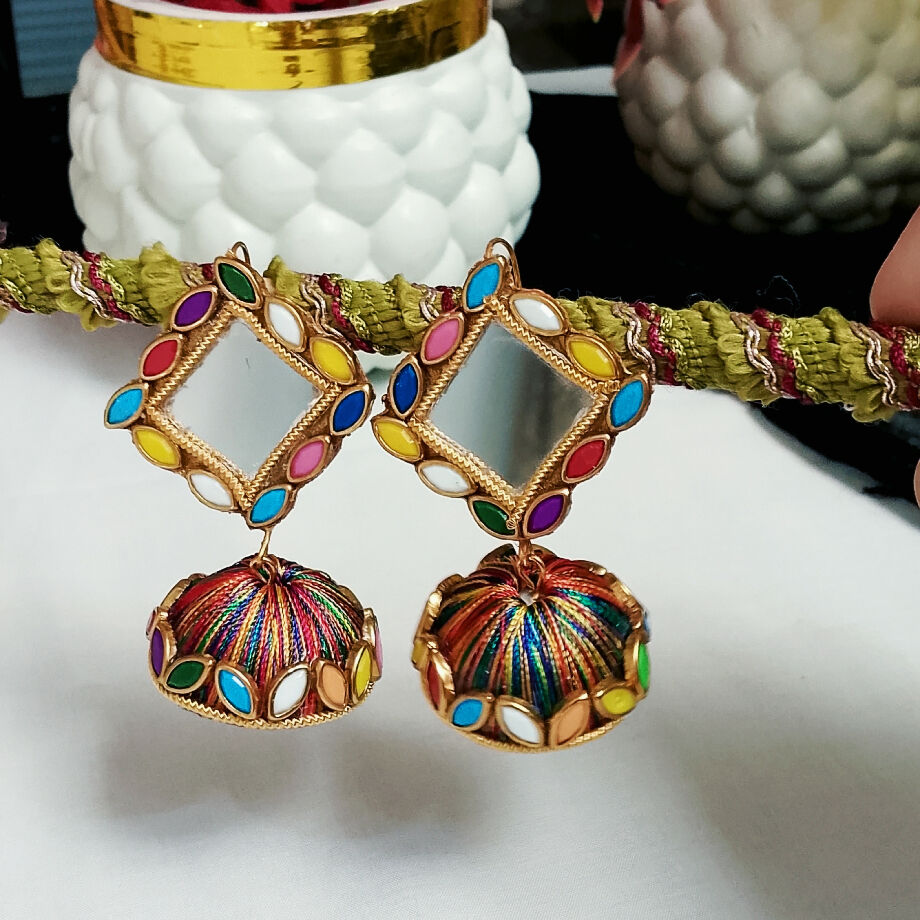 Handmade colorful Kundan jhumkyan