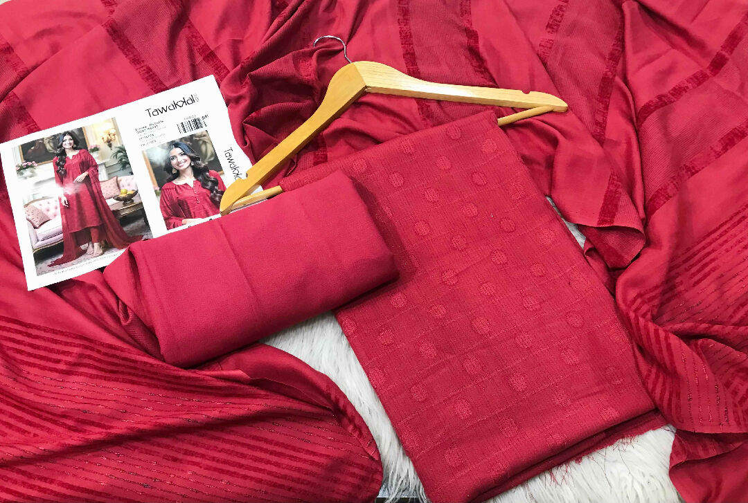 Tawakal Brand – Danak Marina Self Brosha Shirt with Velvet Jacquard Shawl