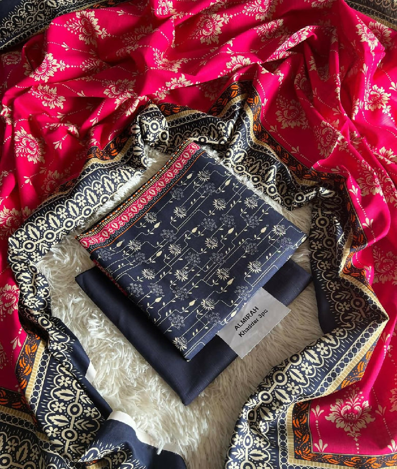 Unstitched Khaddar Three Piece