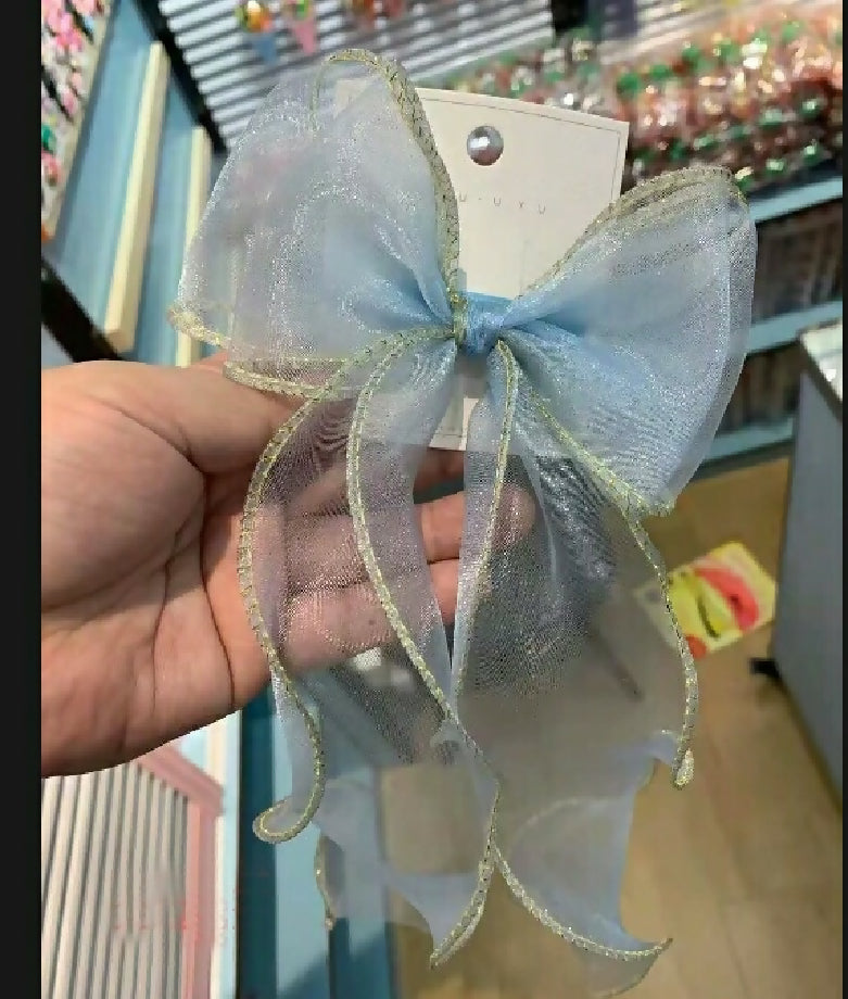 Organza pigtails Bow pin