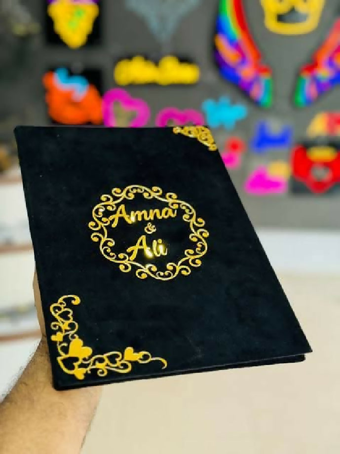 Nikah ,engagment and wedding booklet with velvet box and nikah pen