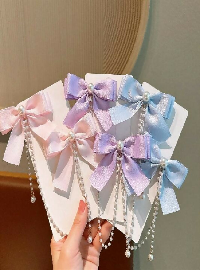 bows Duck Bill Clip Bobby pin bb princess Fringe Pearl Clip