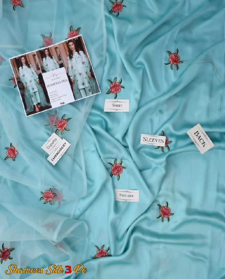 Embroided silk shamose