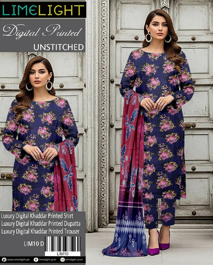 Limelight luxury digital khaddar printed 3 pc