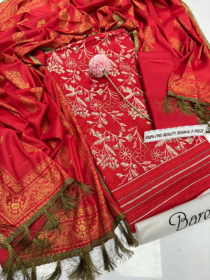 Embroidered Dhanak Three Piece Winters