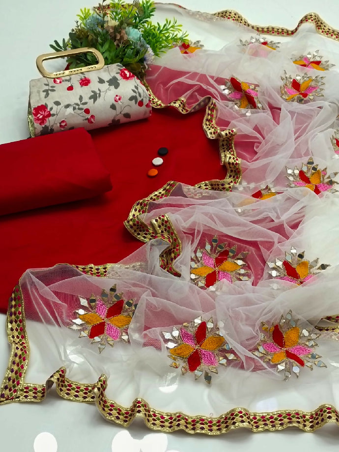 BEAUTIFUL AARI AND MIRROR WORK DUPATTA 4PC