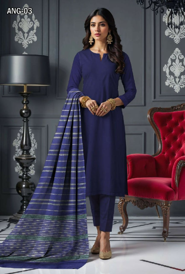 UNSTITCHED KHADI SILK Three Piece