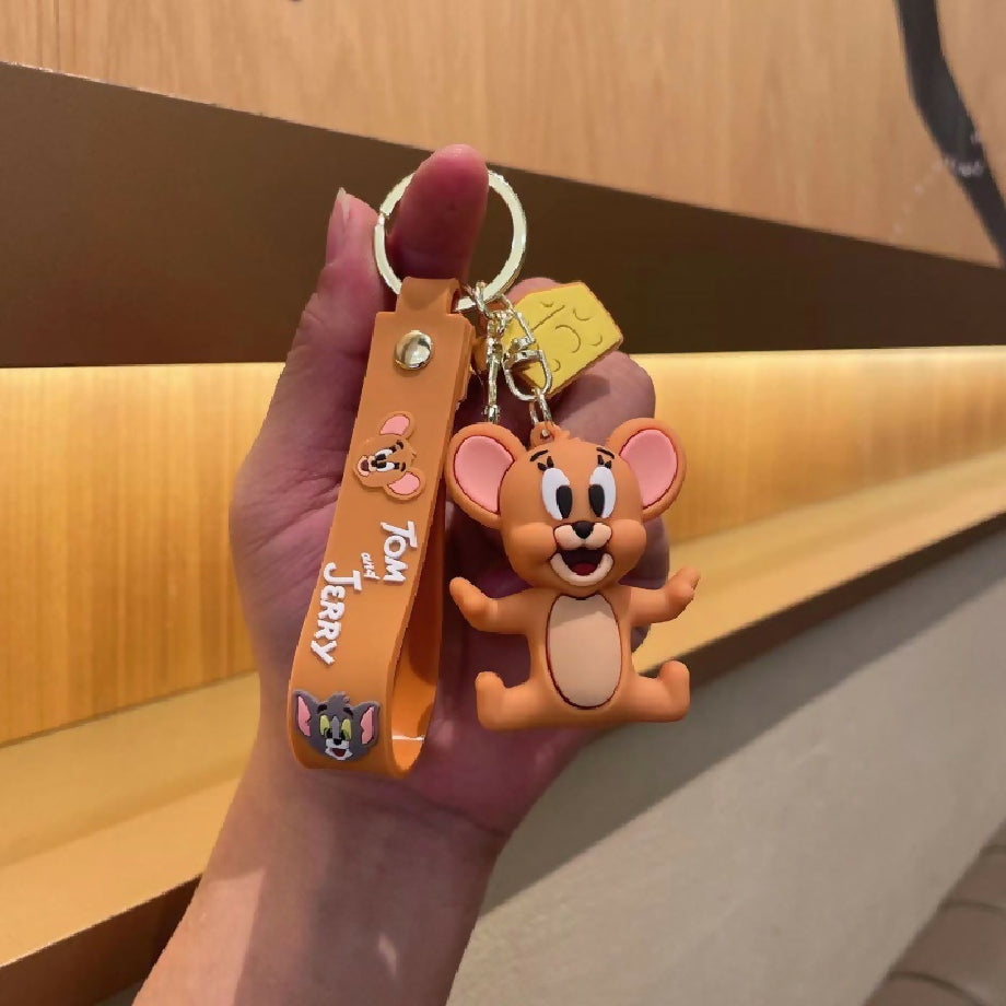 Cute 3D Tom and Jerry Silicone Keychain – Fashionable Design for Car Keys & Bags