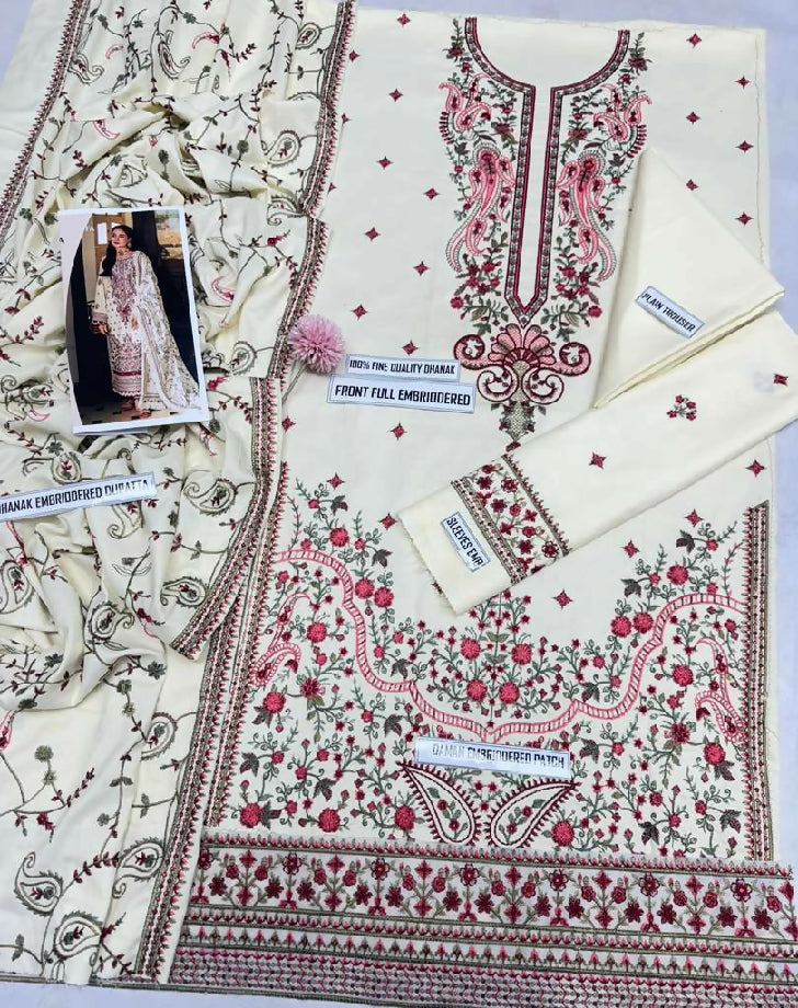 Luxury heavy Embroidered Dhanak Winter collection For women's