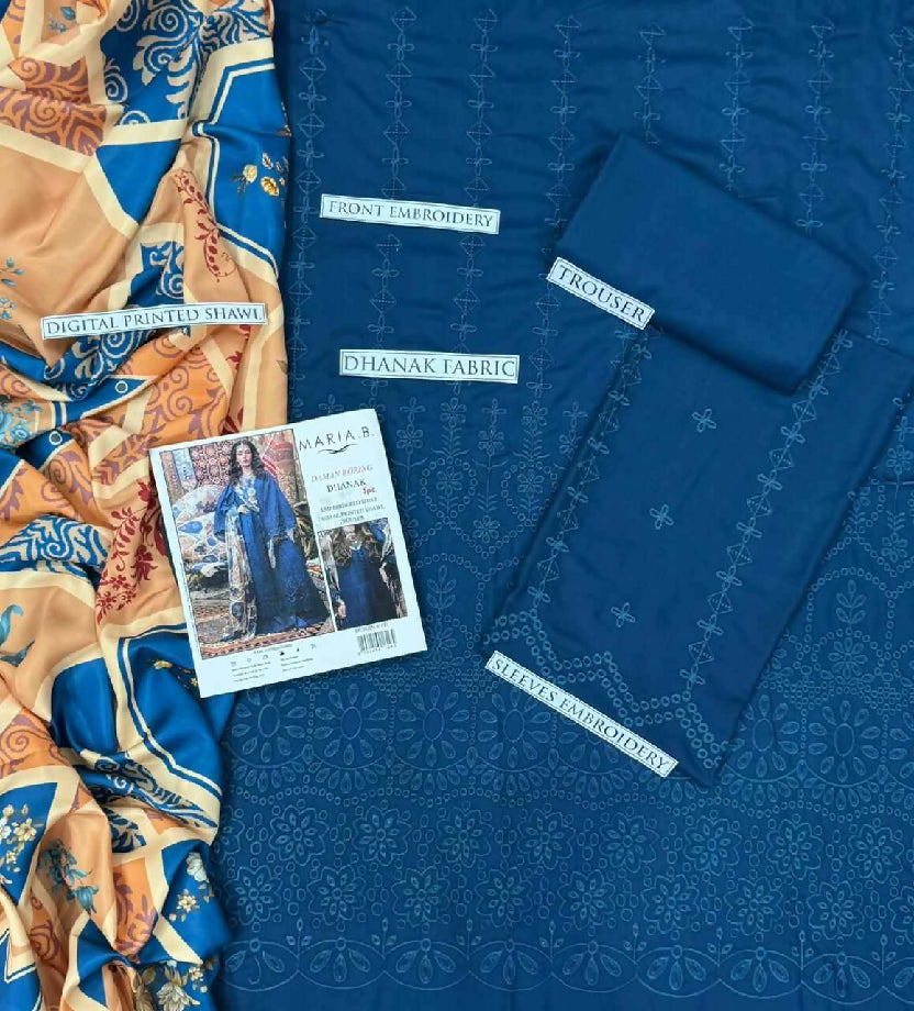 Maria B Chickan Kari – Airjet Dhanak 3Pc Embroidered Collection