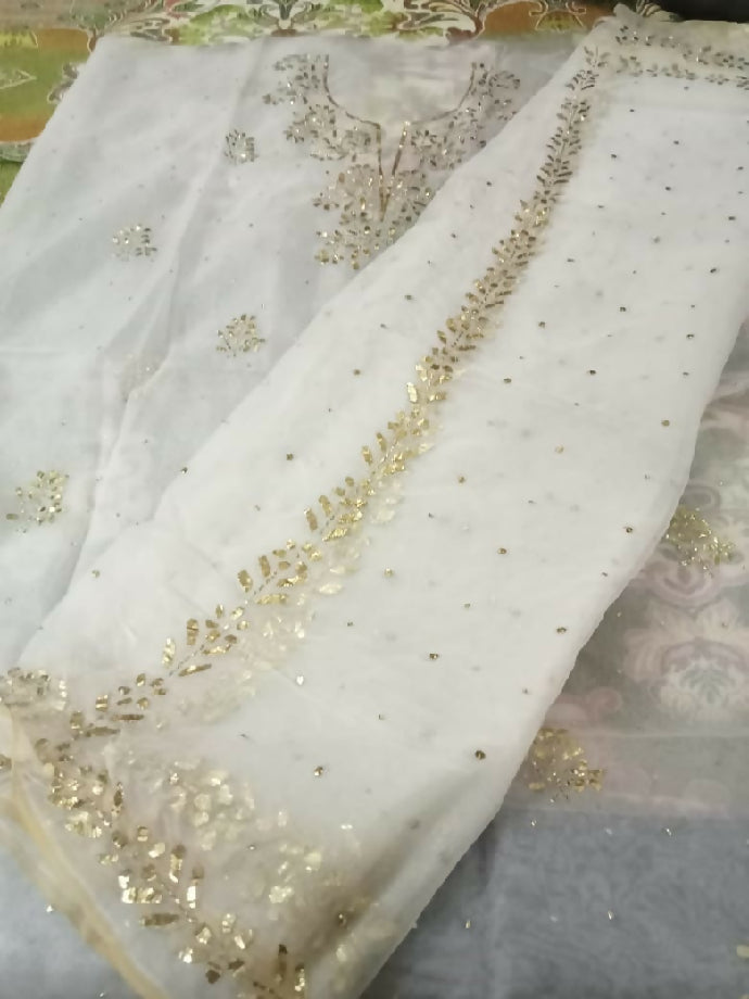 2piece suit organza fabric Shirt & dupatta Mukash