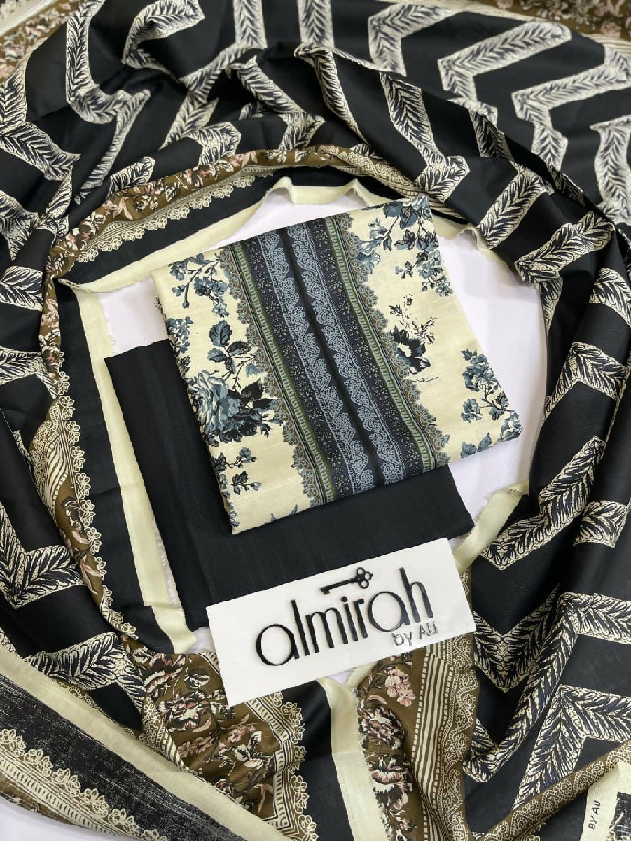 Unstitched Printed Khaddar Three Piece