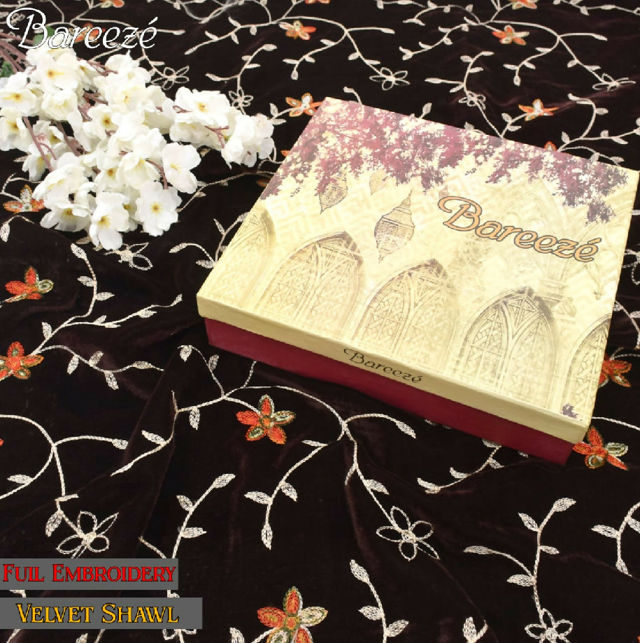 Soft Velvet Embroidered Shawl