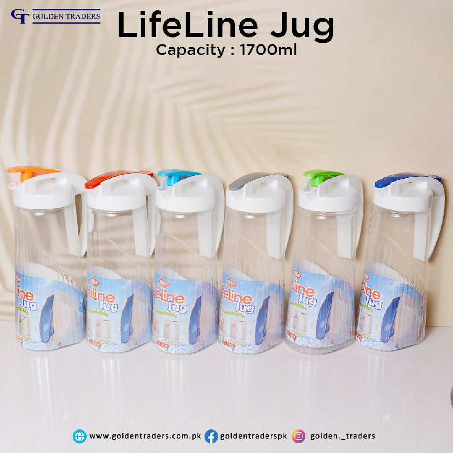 Life Line Jug 1.7 Litre – Transparent Unbreakable Plastic Water Jug